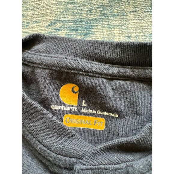 Carhartt Dark Blue Henley Long Sleeve Pocket Tee Original Fit Large - Picture 3 of 4
